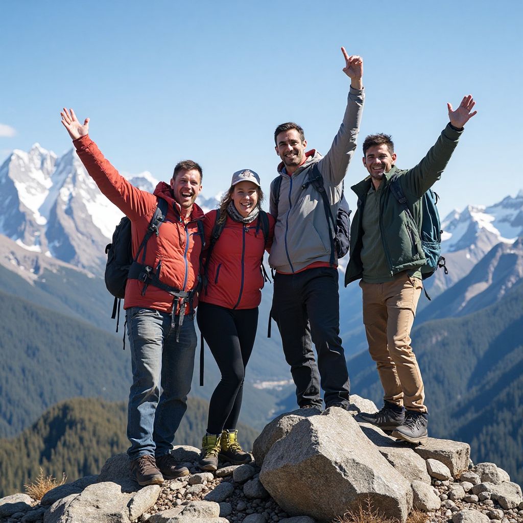 Summit celebration after successful expedition