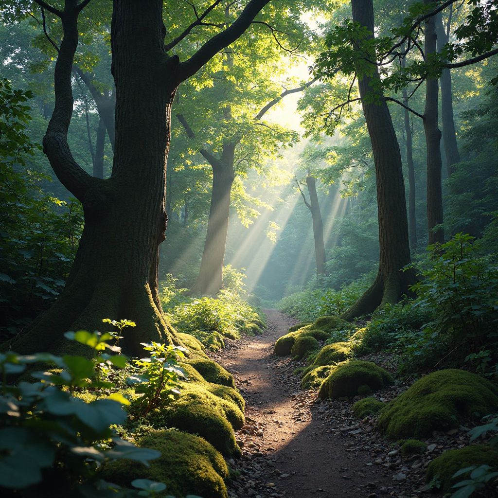 Forest trail hiking