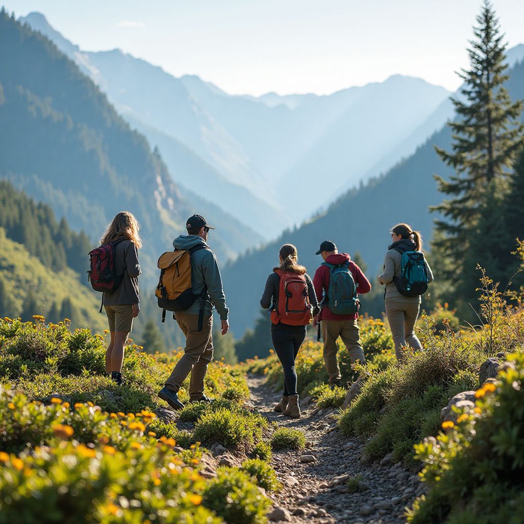 Eco-friendly hiking team
